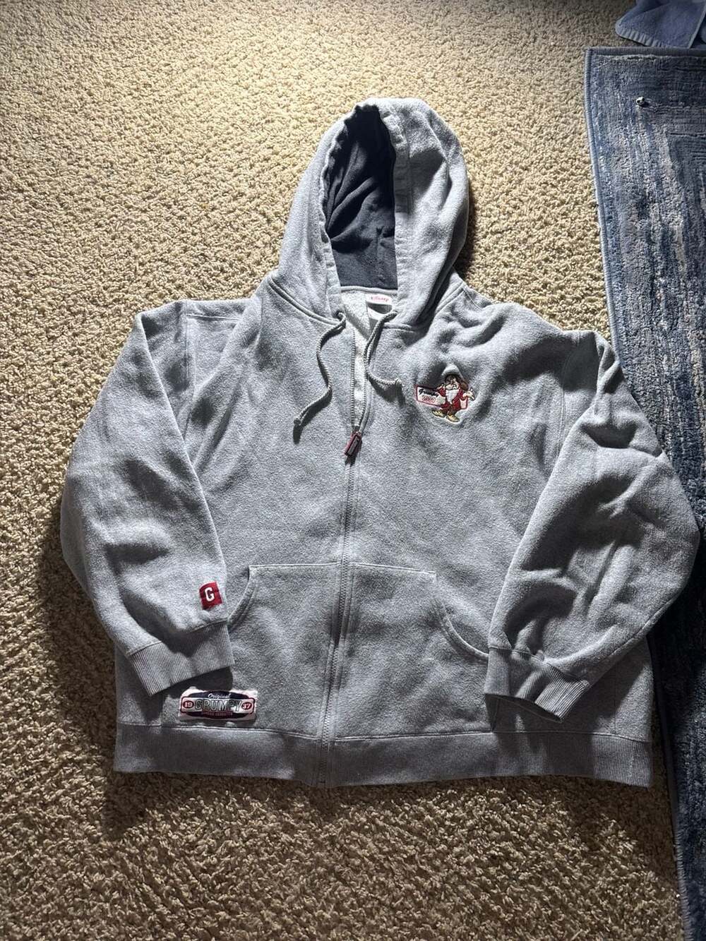 Disney Store Grumpy 1937 Original Classic Character Gray Full Zip Hoodie XL